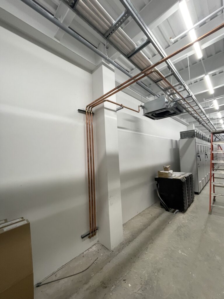 Inside building wall